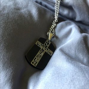 Stainless Steal Dog Tag Cross Necklace